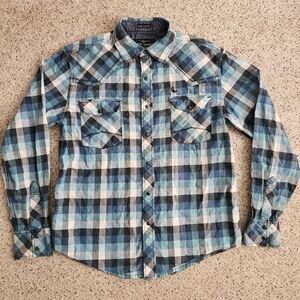 Cody James Boys Blue Plaid Button Down Long Sleeve